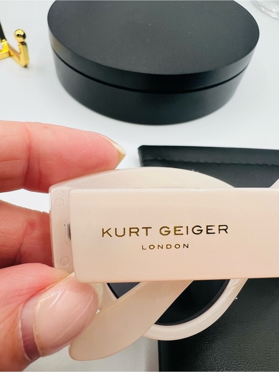 Kurt Geiger Cat Eye Sunglasses Ivory with Dark Lenses